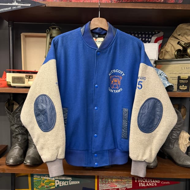 80~90s 캐나다 스포츠웨어 레더 트림 울바시티 자켓 N853  