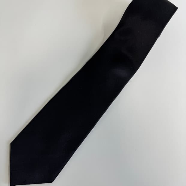 빈티지 블랙 실크 넥타이 9cm