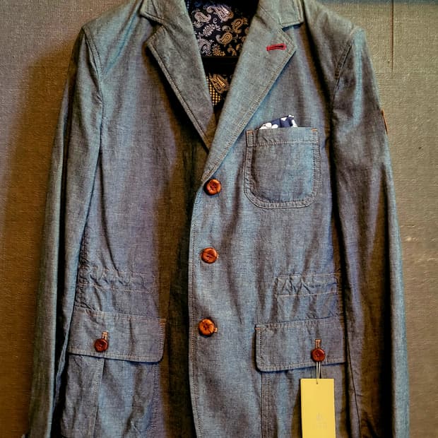 [미착용 택달린 새상품] SIEG 소가죽배색 데님 면 자켓