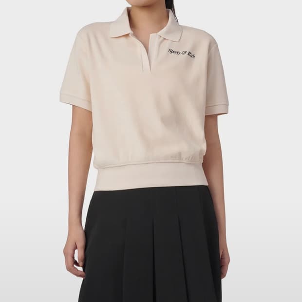 스포티앤리치 엠브로이더드 폴로 테리셔츠 크림컬러 M 미듐