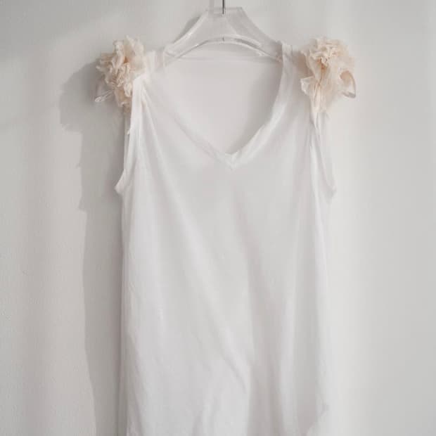사카이 09ss dot silk frill sleeveless