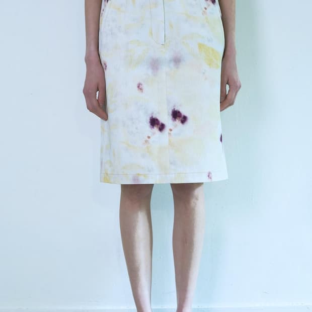 Teak denim skirt 티크 스커트 leaf ivory