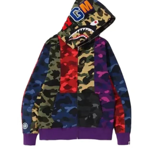 베이프 크레이지믹스카모샤크후드집업