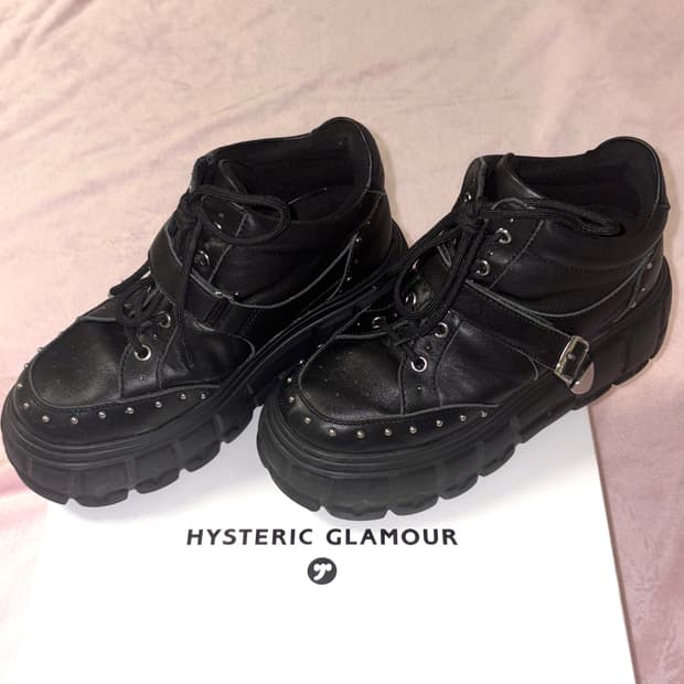 히스테릭 글래머 벨크로 플랫폼 스니커즈 블랙