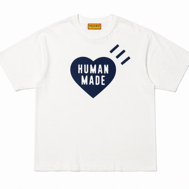 휴먼 메이드 하트 티셔츠 화이트 오렌지 - 시부야 파르코 스토어 한정