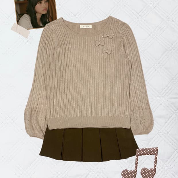 ꒰ঌ 로맨틱 히메갸루 리본 니트 ໒꒱