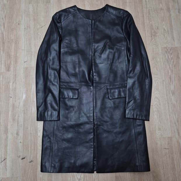 여성 천연 양가죽 미니멀 양가죽 코트 M(95)