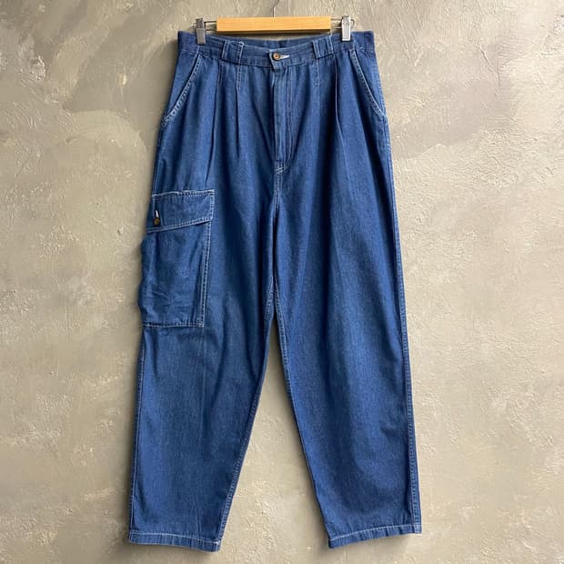 [31-32] 90s 빈티지 루즈 테이퍼드핏 데님 카고팬츠