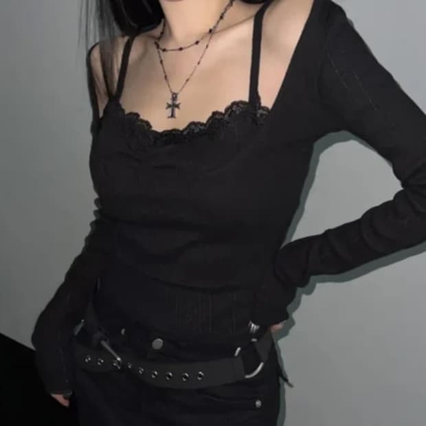 y2k 레이어드 나시 티셔츠