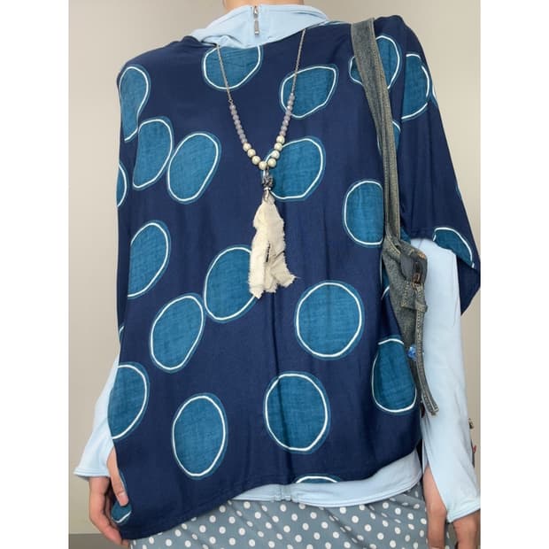 빈티지 블루 도트 모리걸 반팔 에스닉