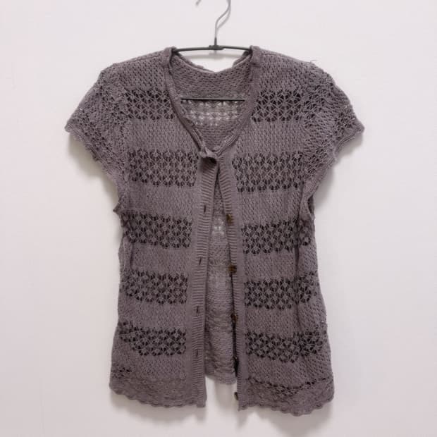 니트 반팔 가디건