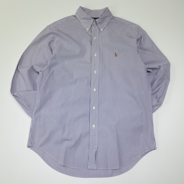 CL404 L 폴로 코튼 뱅갈스트라이프 멀티포니 퍼플 셔츠 남방
