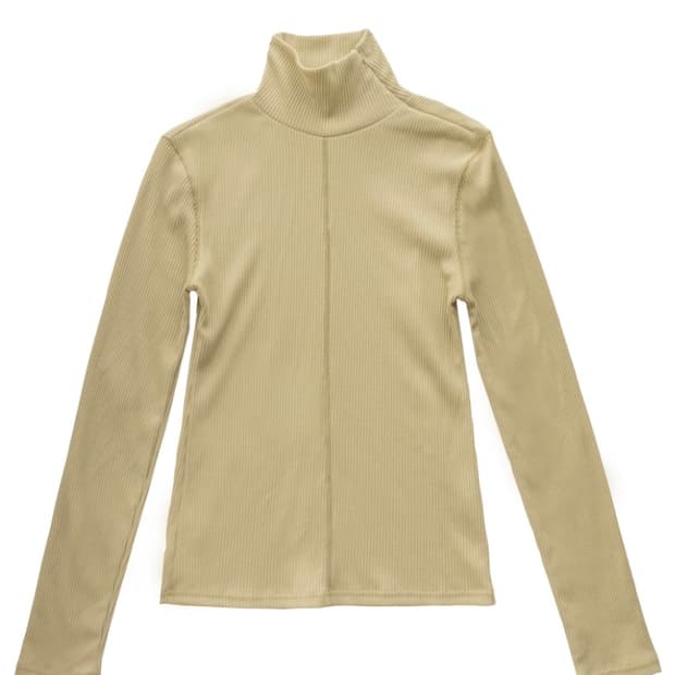 에옹쓰 Zip Turtleneck Top - Mustard