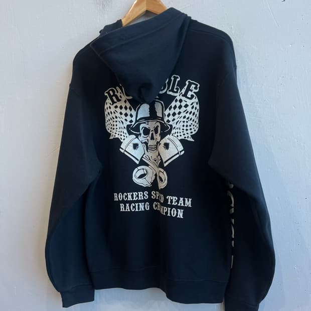 미국빈티지 RUMBLE ROCKERS SPEED TEAM 스컬 후드집업 