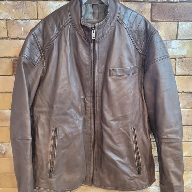 L'UOMO 워모 브라운 양가죽 라이더 자켓 95
