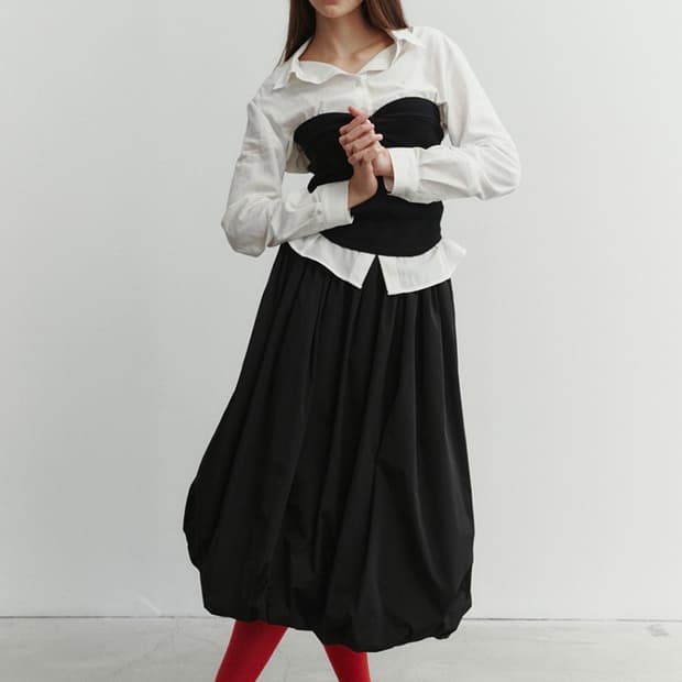 쏘이르 벌룬 벤딩 스커트 - 블랙