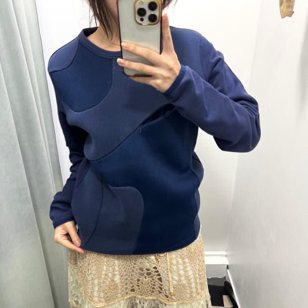 나이키 블루 지퍼 디테일 스웻셔츠