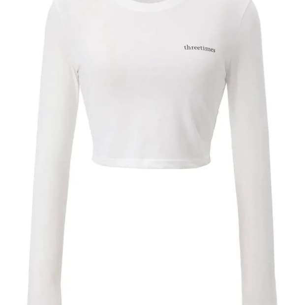 쓰리타임즈 에코로고 크롭 긴팔티