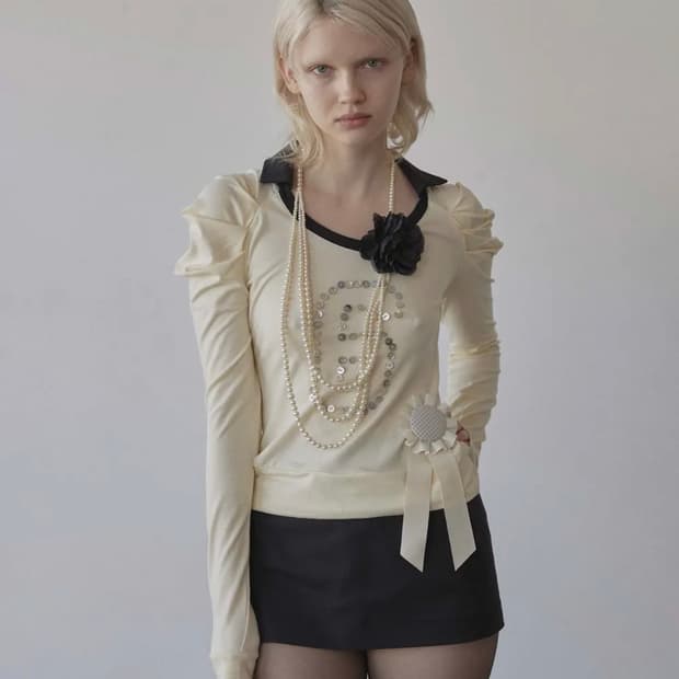 스컬프터 Good Girl Collar Tee Butter S사이즈