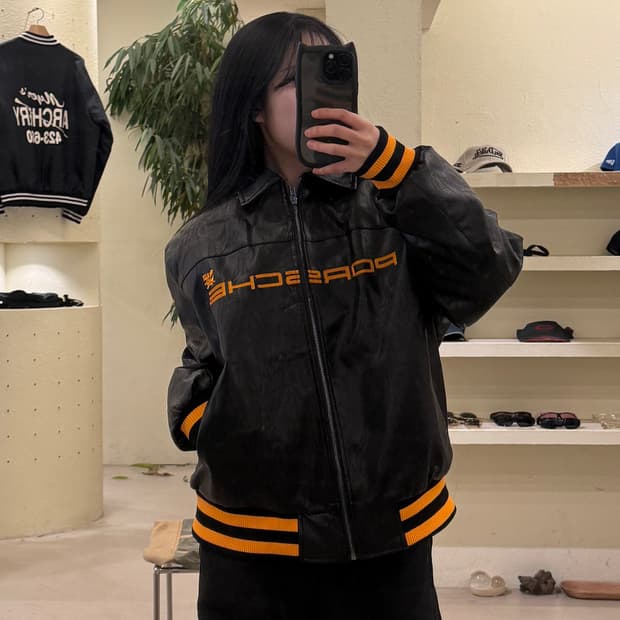 Aimé Leon Dore × Porsche 레더 바시티 자켓 U203