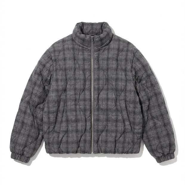 Partimento 3M 신슐레이트 페더리스 링클 체크 커브드 푸퍼 숏패