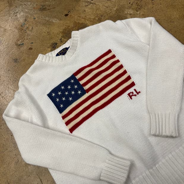 폴로 랄프로렌 화이트 성조기 니트