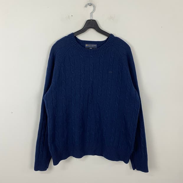 브룩스 브라더스 네이비 케이블 니트 꽈배기 L <463>