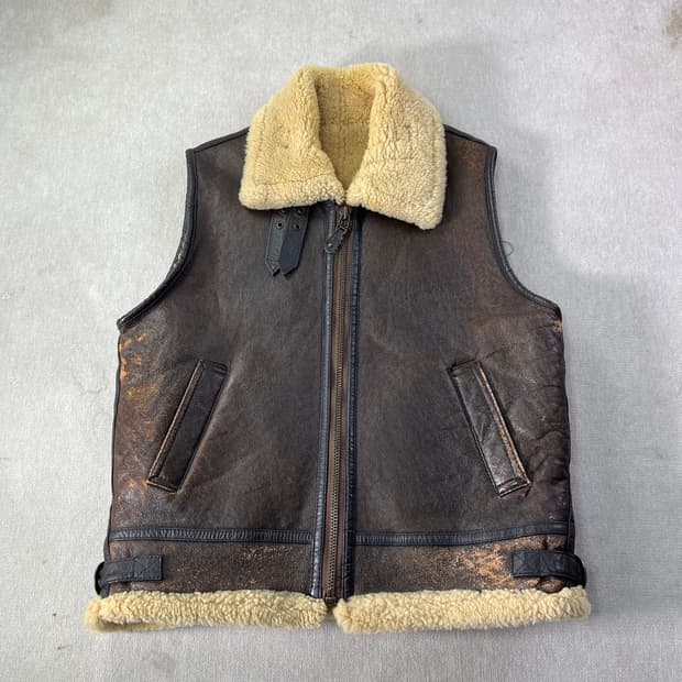 100 90s 미군 USA B-3 양털 무스탕 조끼