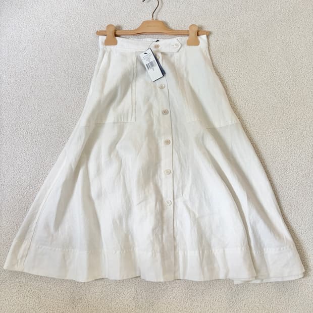 폴로랄프로렌 화이트 린넨 플레어 스커트