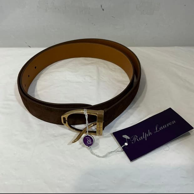 (새제품) 폴로 랄프로렌 금장 스웨이드 벨트 브라운