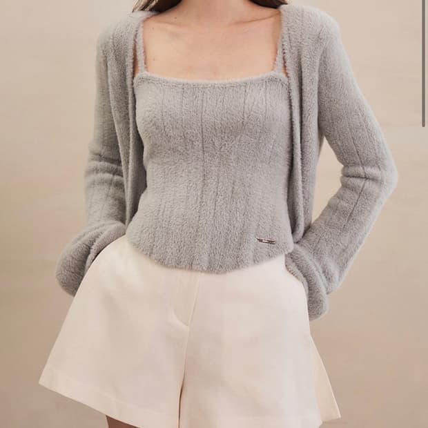 그레이스유 조이 앙고라 가디건 나시 세트 