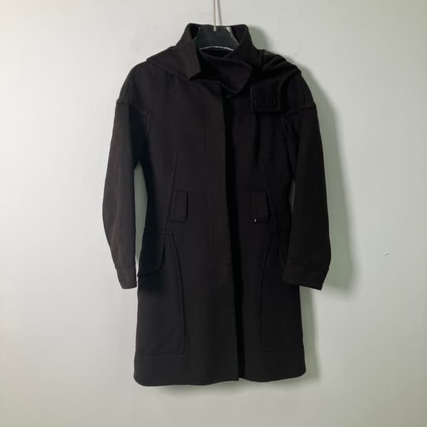 막스마라 스포츠막스 브라운 후드 하프 코트 