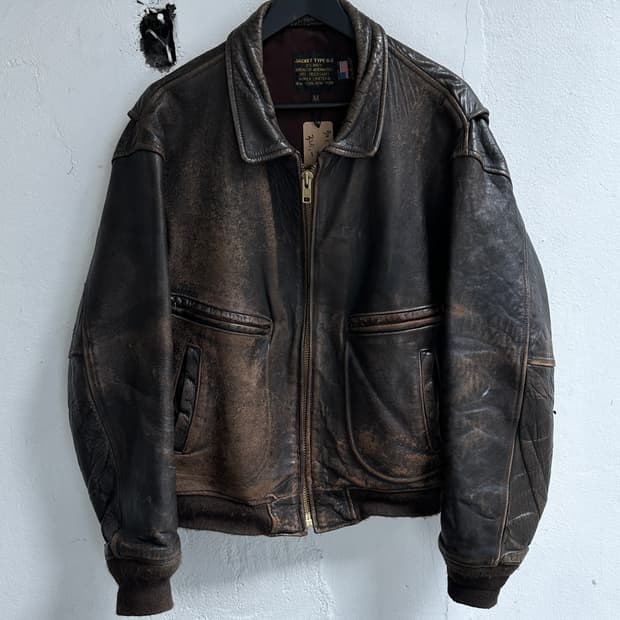 80's USA Made 아비렉스 A2 레더 봄버 자켓