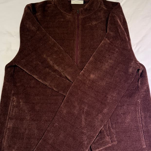 아모멘토 Velvet Zip Up Jumper, Burgundy