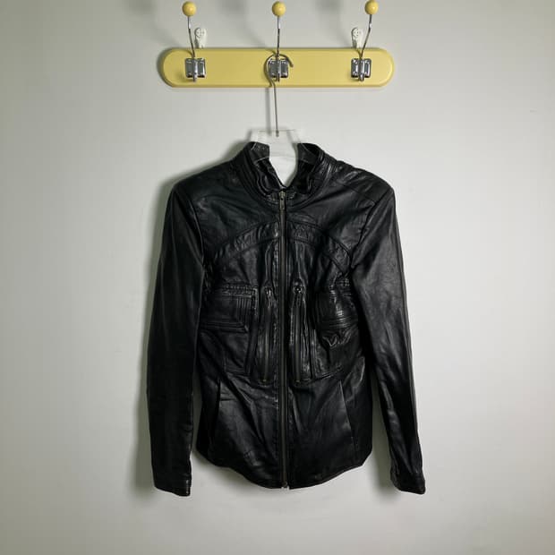 Drawing 블랙 양가죽 레더 자켓 