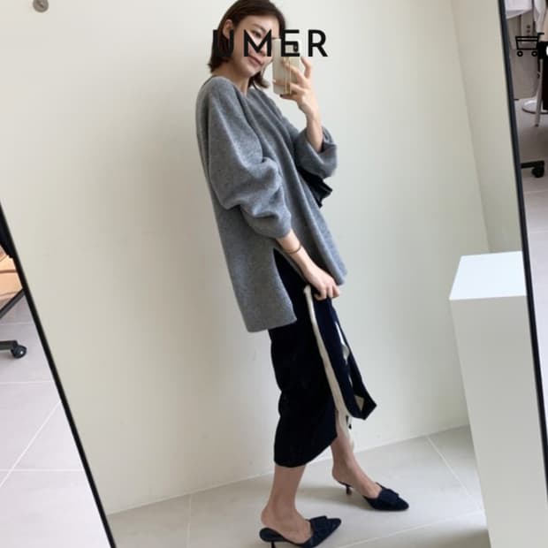 유메르(UMER) 캐시 루즈 홀가먼트 니트 프리사이즈