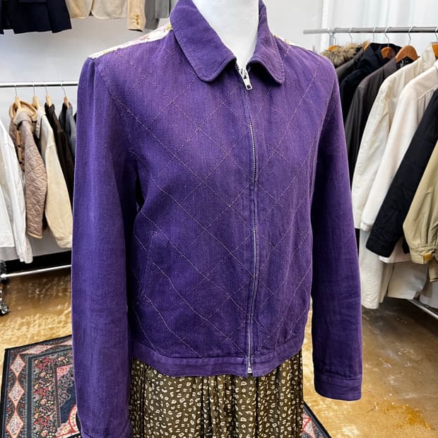 핑크하우스 퀼티드 코듀로이 집업 자켓