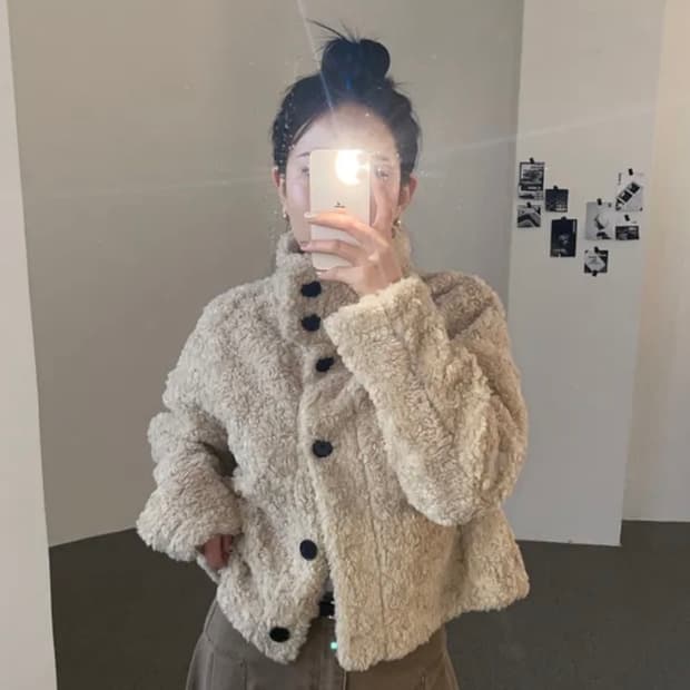 누빔 뽀글이 퍼자켓