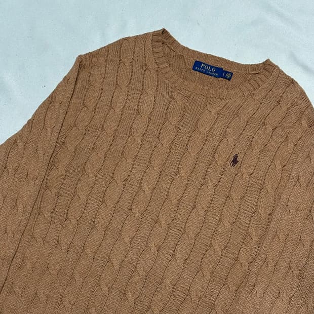 L 폴로랄프로렌 코튼 케이블 라운드넥 니트