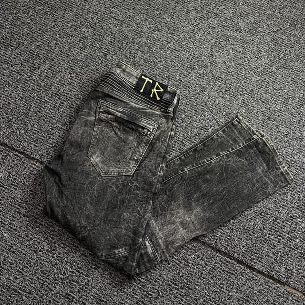 트루릴리젼 크링클 워싱 데님 바이커 진 2368