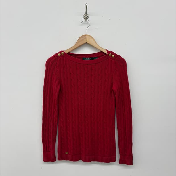 폴로 로렌 랄프로렌 케이블 니트 레드 여s