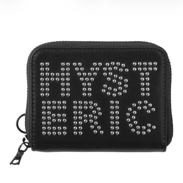 (W) 히스테릭 글래머 로고 스터드 라운드 집 미니 월렛 블랙