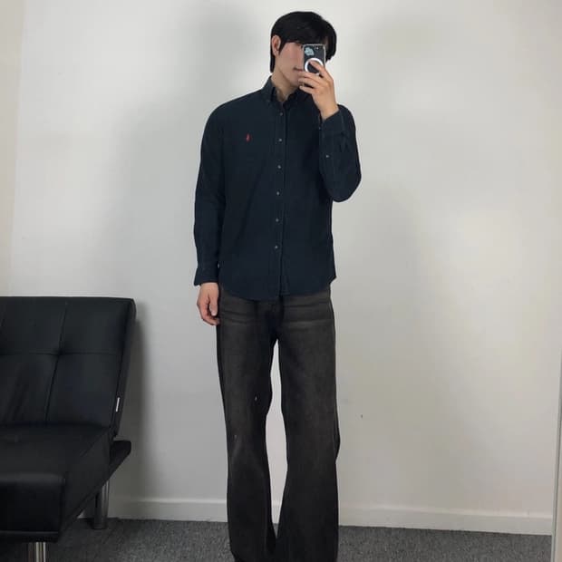 폴로 정품 코듀로이 셔츠 블랙