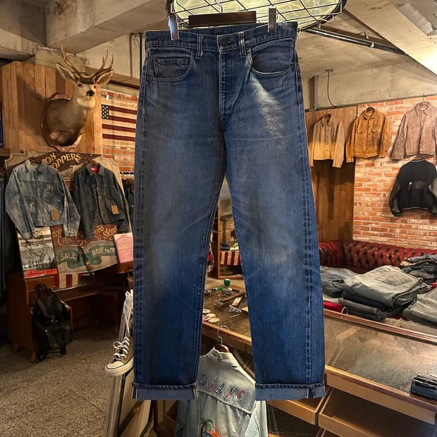70s USA 빈티지 리바이스 505 66전기 셀비지 데님 팬츠