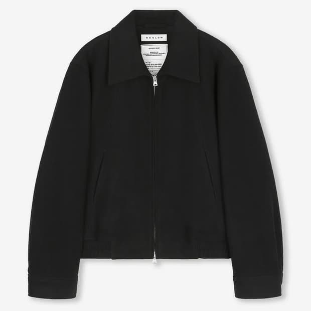 (XL) 비슬로우 울 와이드카라 해링턴 블루종 블랙