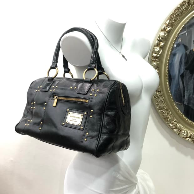 MISSONI black stud leather boston bag