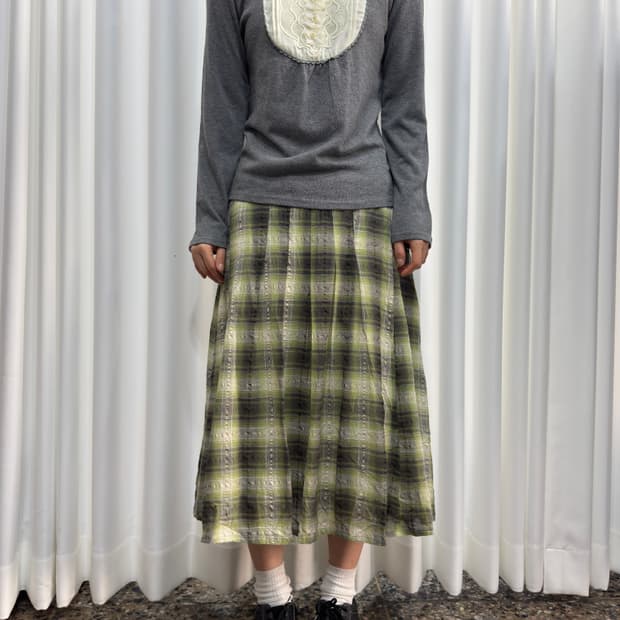 mori check midi skirt