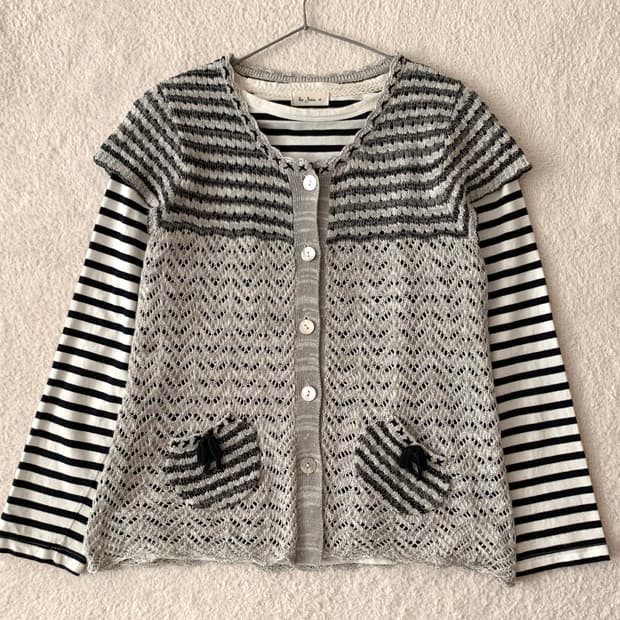 모리 스트라이프 반팔 니트