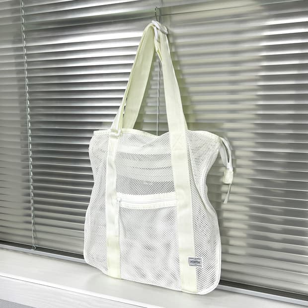 PORTER - MESH SHOULDER TOTE BAG (White)