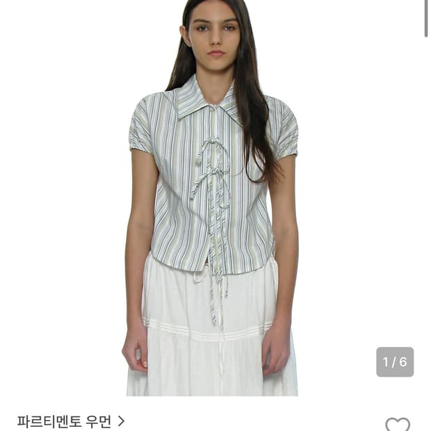 새상품 파르티멘토우먼 리본 스트랩 퍼프 블라우스